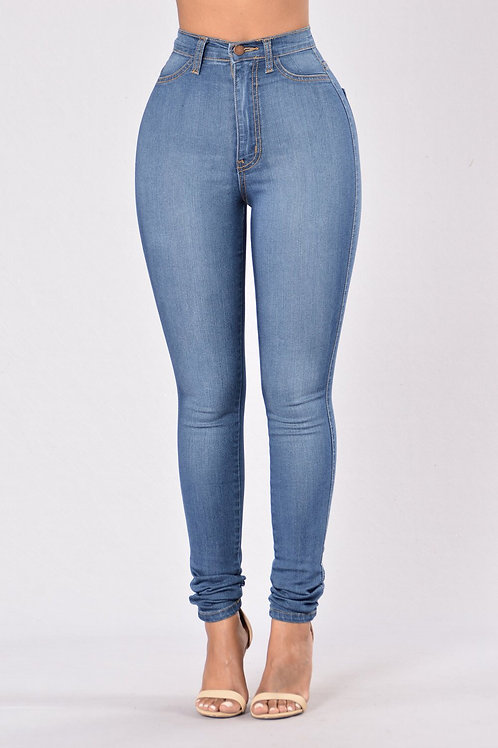 Basic High Waist Skinny Jeans M.Blue